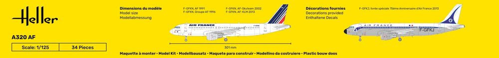 Heller 1/125 Scale Airbus A320 Air France Plastic Model Kit 80448