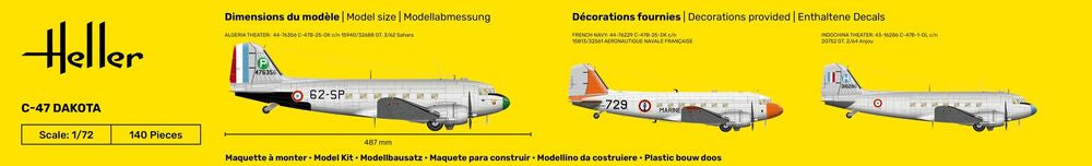 Heller STARTER KIT C-47 Dakota 1:72