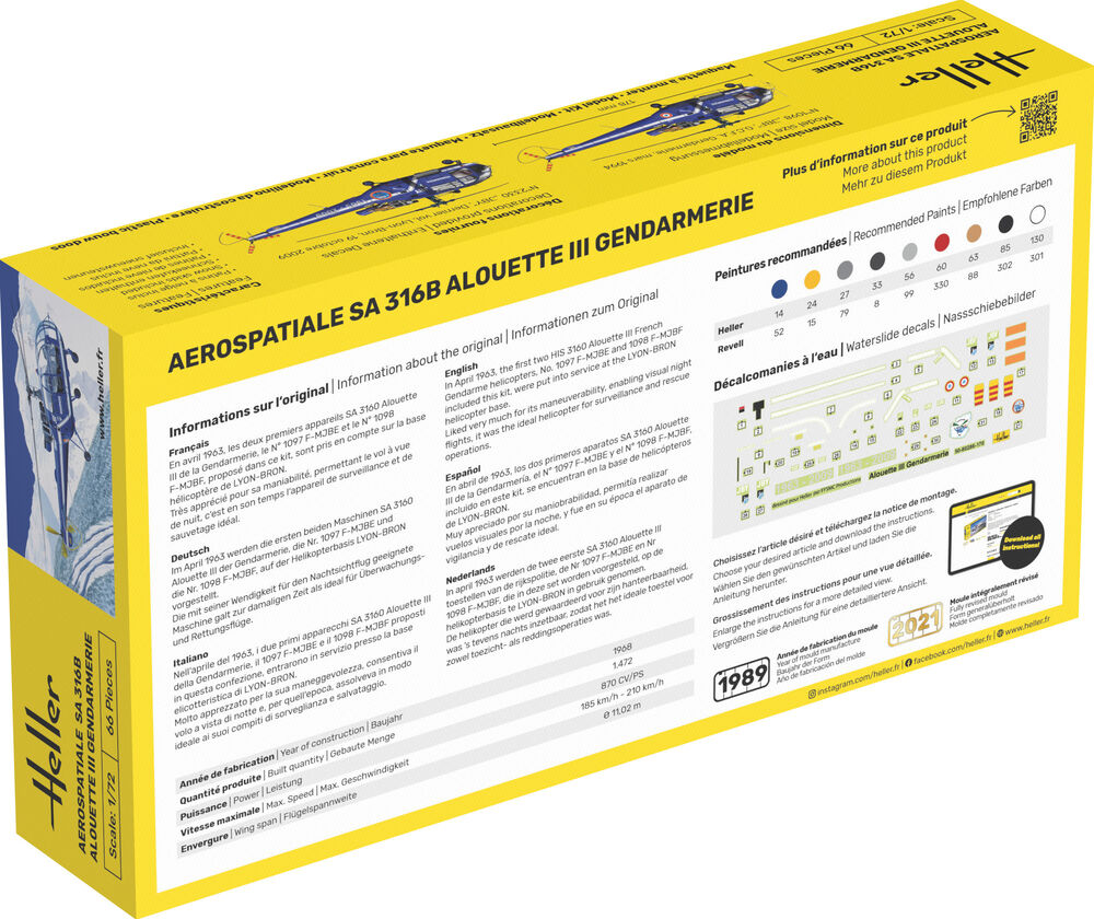 Heller STARTER KIT SA 316 Alouette III Gendarmerie 1:72