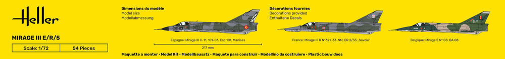 Heller 1/72 Scale Mirage III E Plastic Model Kit 80323