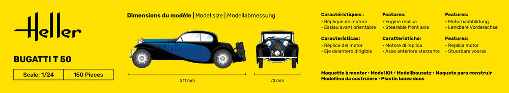 Heller 1/24 Bugatti T.50 Gift Set Model Kit 56706