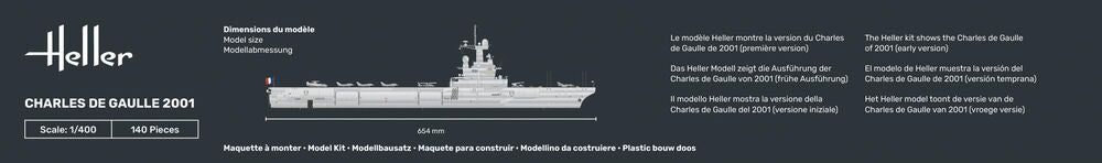 Heller 1/400 Charles de Gaulle Aircraft Carrier Model Kit 81072