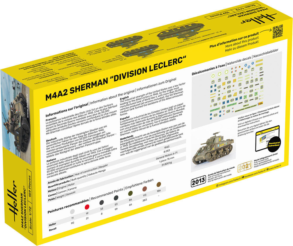 Heller STARTER KIT M4A2 Sherman Division Leclerc 1:72