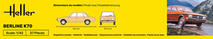 Heller 1/43 Volkswagen K70 Plastic Model Kit 80176