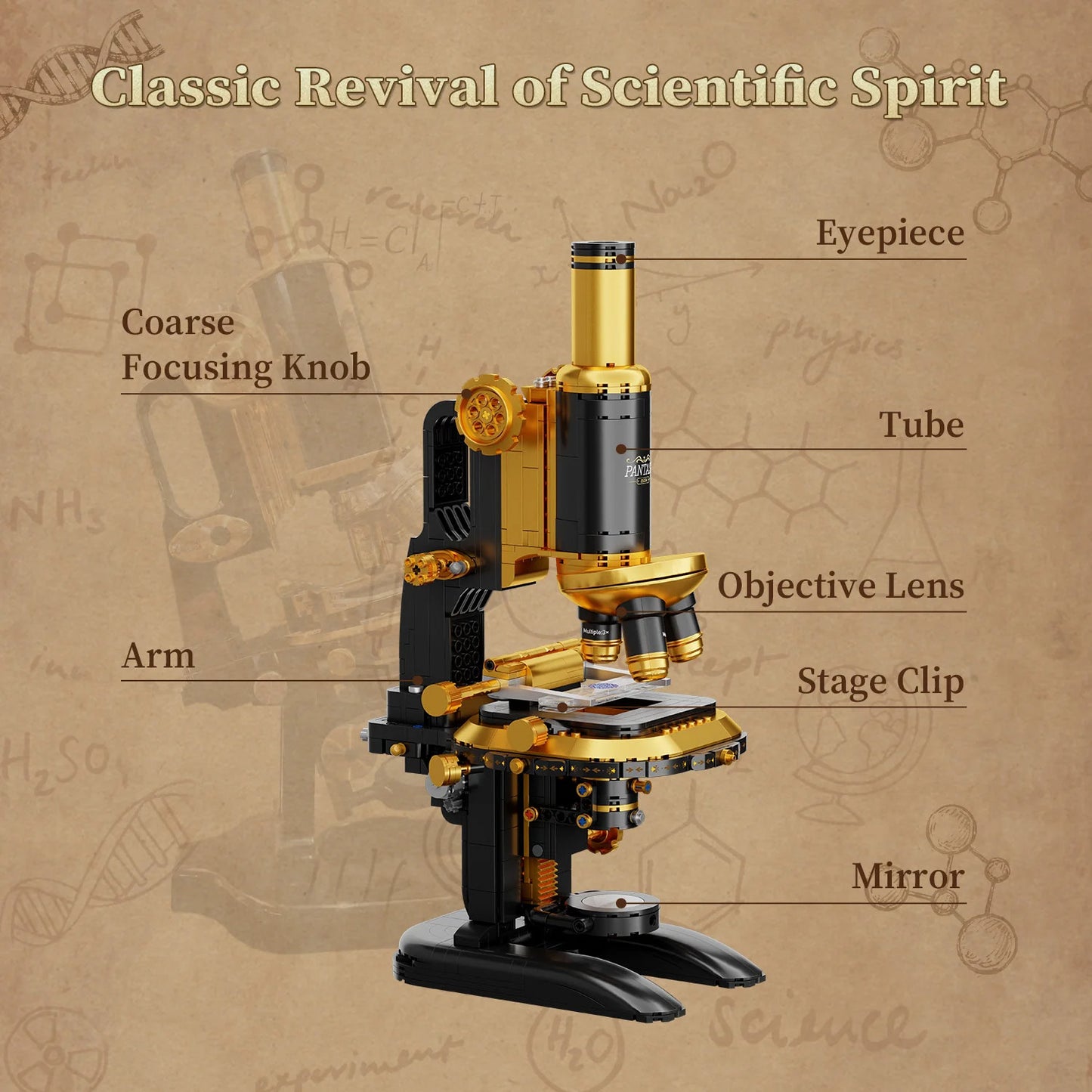 Pantasy - Retro Microscope With Accessories Set - 1107 Pcs - Pa85034