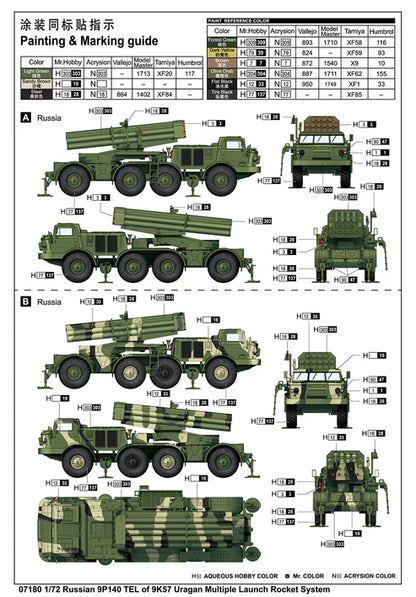 1/72 Trumpeter - Soviet Army Multiple Launch Rocket System 9P140 TEL + 9K57