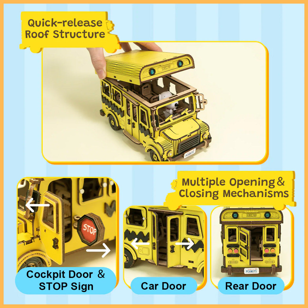 Puremind - Peanuts™ Snoopy Yellow School Bus - Pm1204