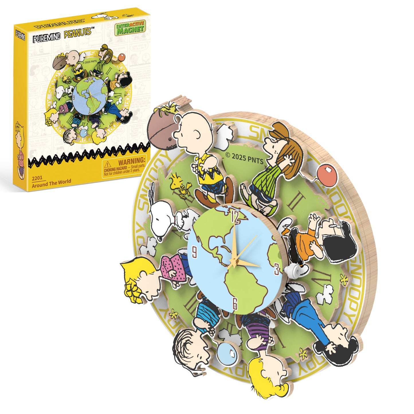 Puremind - Peanuts™ Magnetic Around The World Wooden Clock - Pm2201