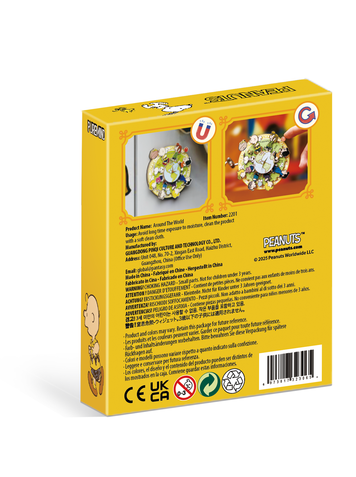 Puremind - Peanuts™ Magnetic Around The World Wooden Clock - Pm2201