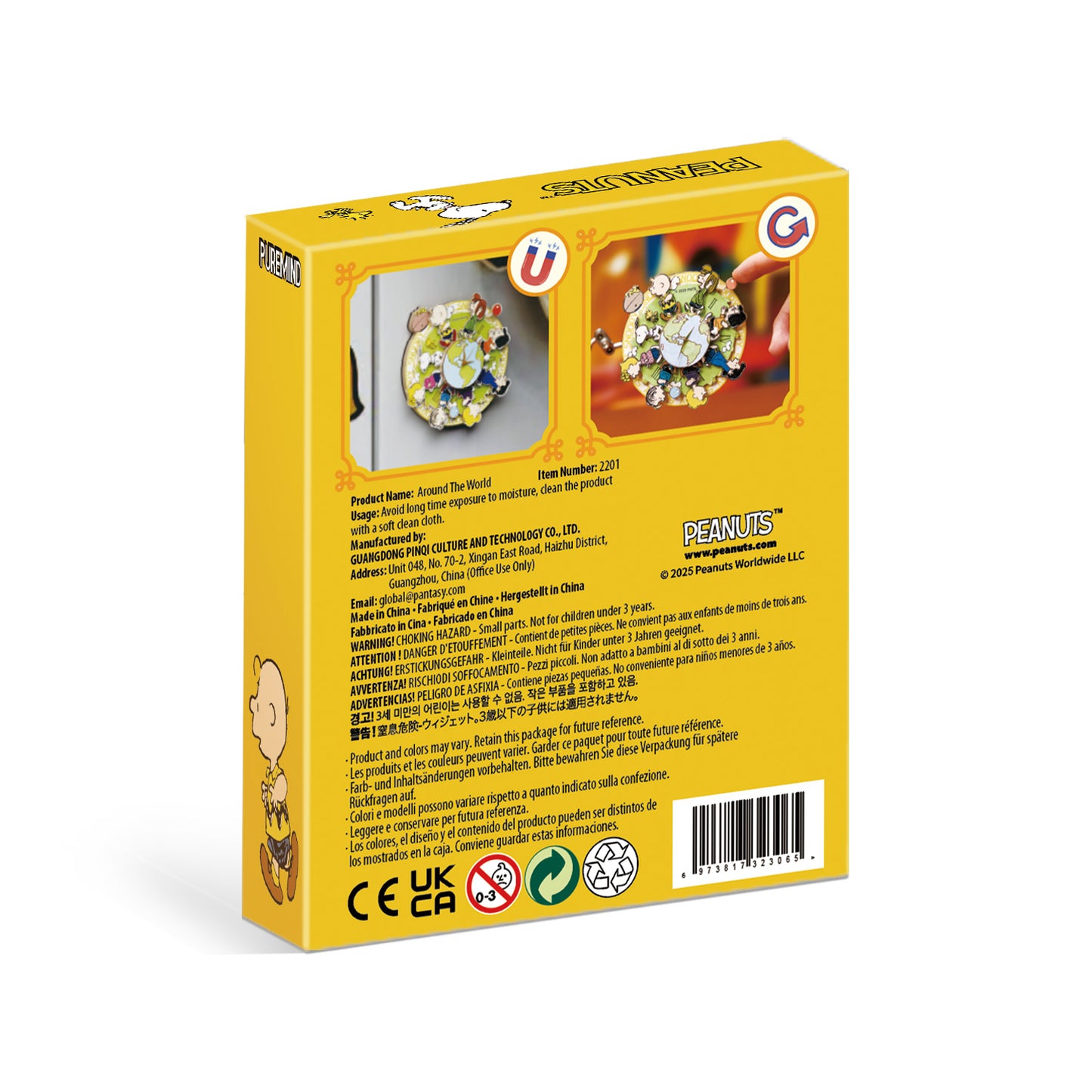 Puremind - Peanuts™ Magnetic Around The World Wooden Clock - Pm2201