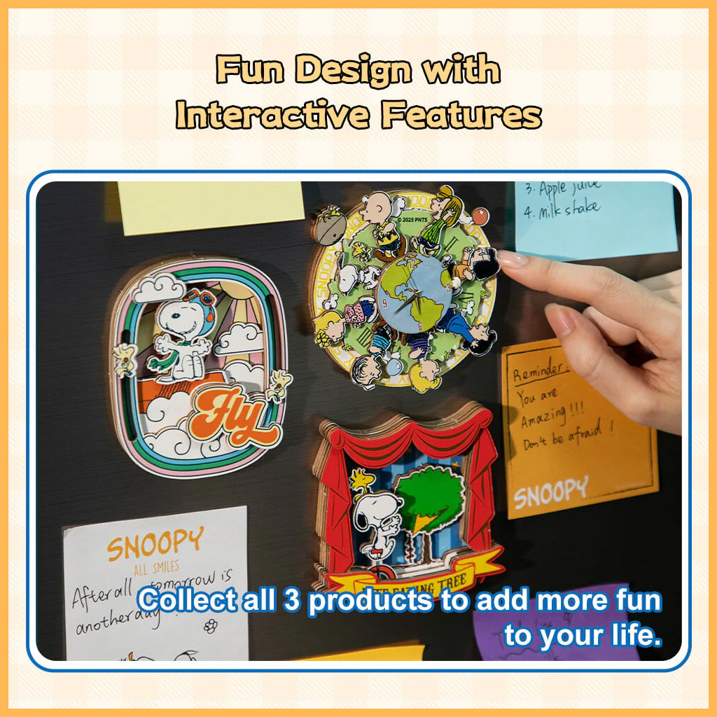 Puremind - Peanuts™ Magnetic Around The World Wooden Clock - Pm2201