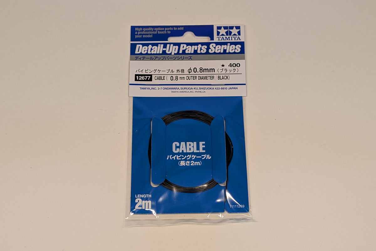 Tamiya 1/12 Bikes - Detail Cable 0.8mm OD Black - 12677