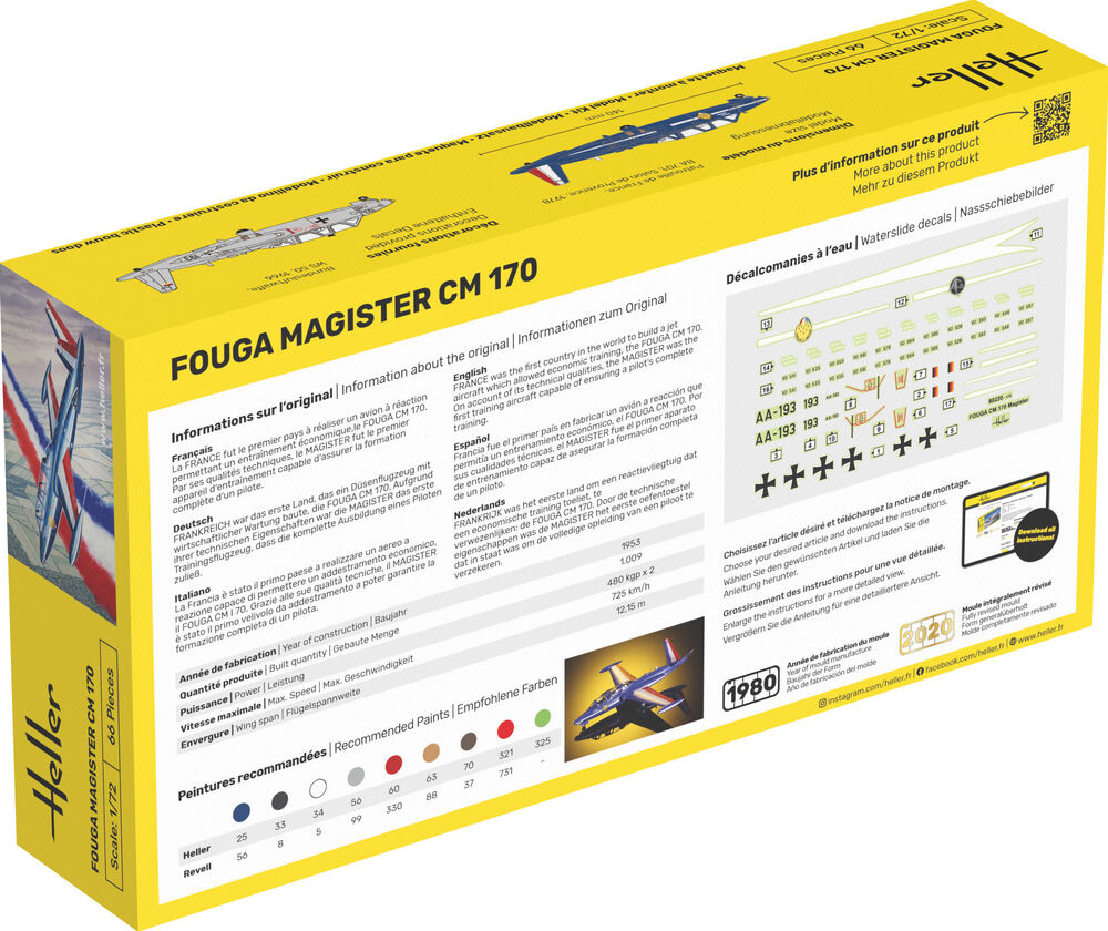 Heller 1/72 Fouga Magister CM 170 Model Kit 80220