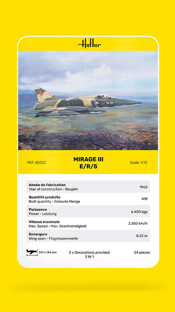 Heller 1/72 Scale Mirage III E Plastic Model Kit 80323