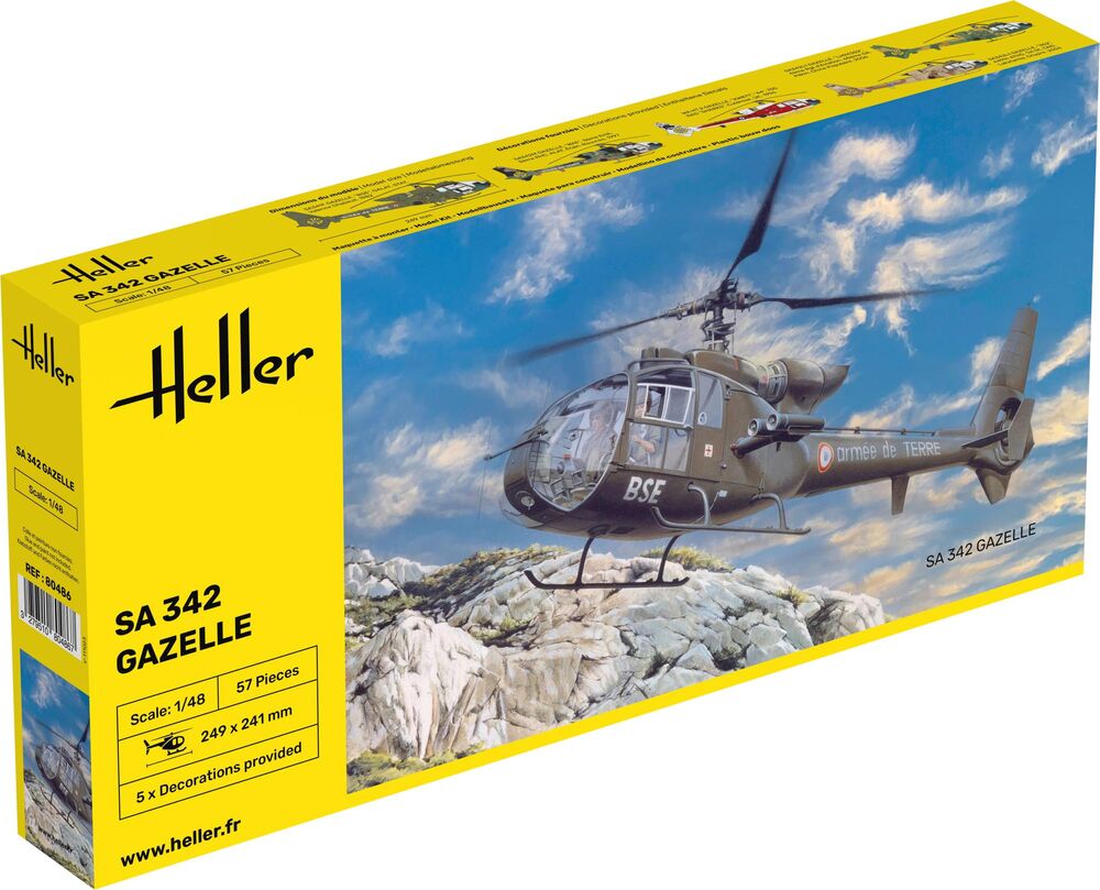 Heller 1/50 SA 342 L Gazelle Military Helicopter Model Kit 80486