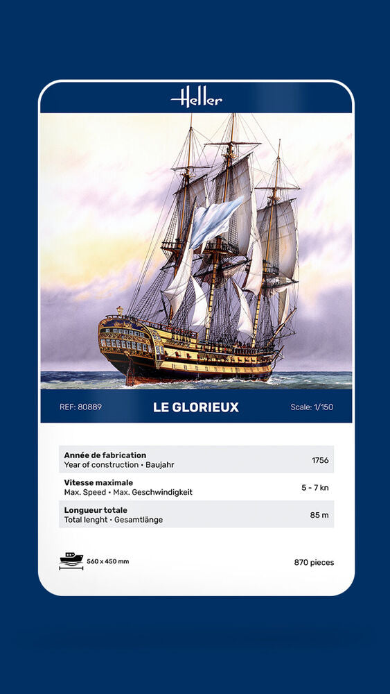 Heller 1/150 Le Glorieux French Ship of the Line Model Kit 80889