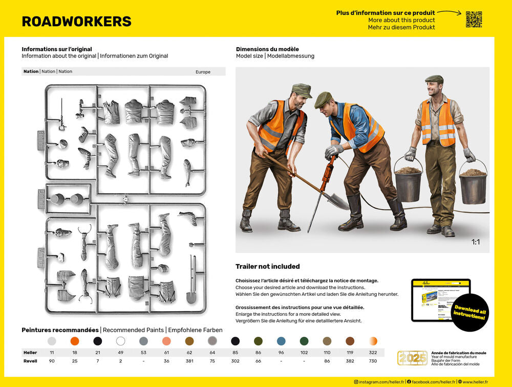 Heller 1/24 Road Workers Figure Model Kit 82754