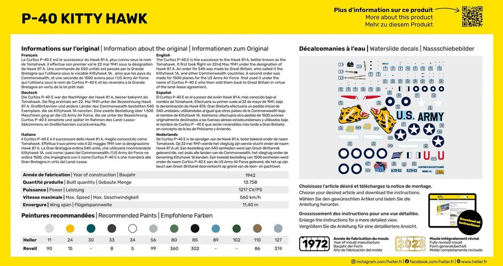 Heller STARTER KIT P-40 Kitty Hawk 1:72
