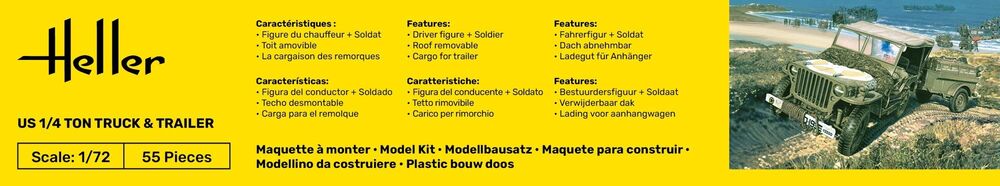 Heller US 1/4 Ton Truck & Trailer 1:72