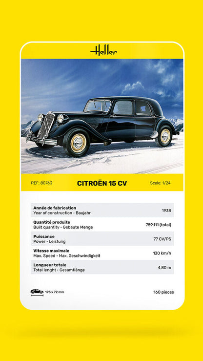 Heller 1/24 Citroen 15 CV Starter Kit Model Kit 56763