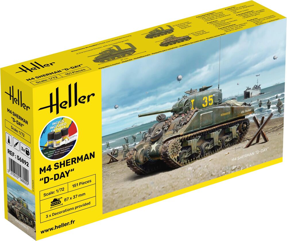 Heller STARTER KIT M4 Sherman D-Day 1:72