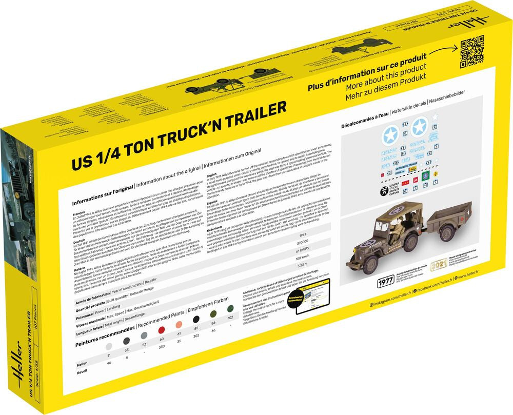 Heller US 1/4 Ton Truck 'n Trailer 1:35