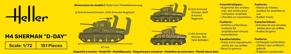 Heller STARTER KIT M4 Sherman D-Day 1:72