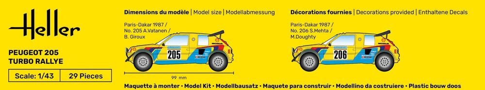 Heller - Gift Set Peugeot 205 Turbo Rallye 56189