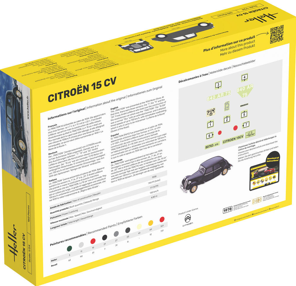 Heller 1/24 Citroen 15 CV Starter Kit Model Kit 56763