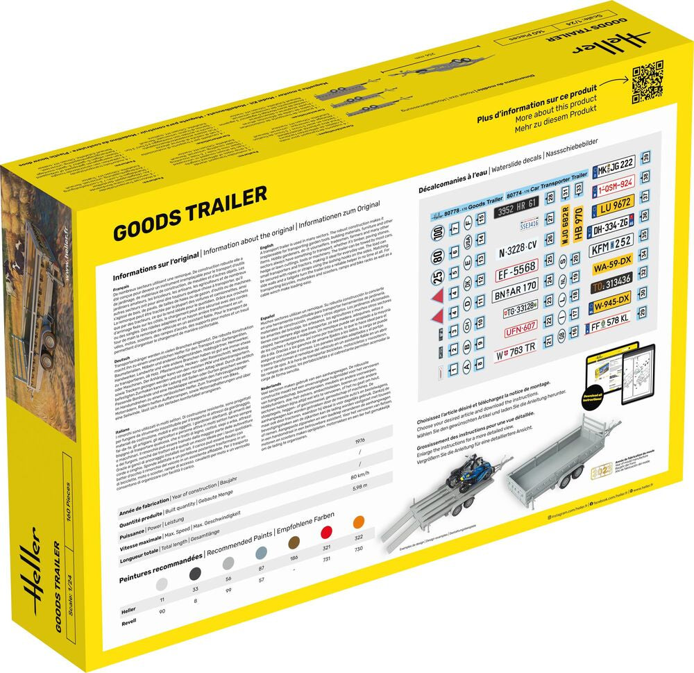 Heller 1/24 Goods Trailer Plastic Model Kit 80778