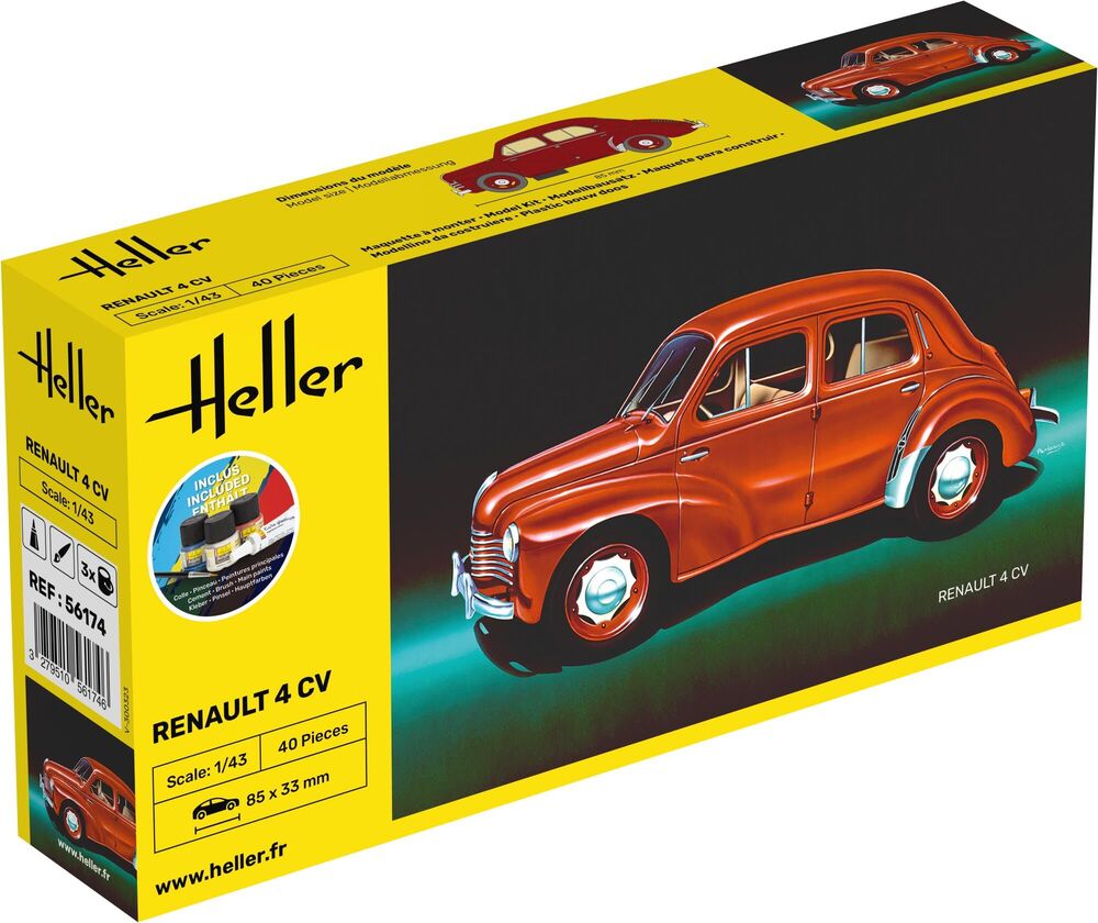 Heller 1/43 Scale Renault 4 CV Gift Set Model Kit 56174