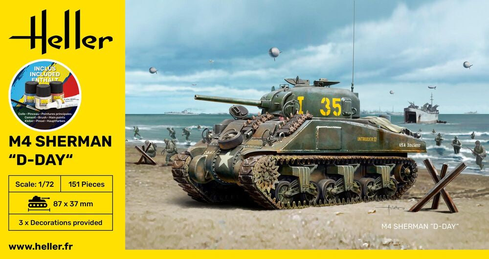 Heller STARTER KIT M4 Sherman D-Day 1:72