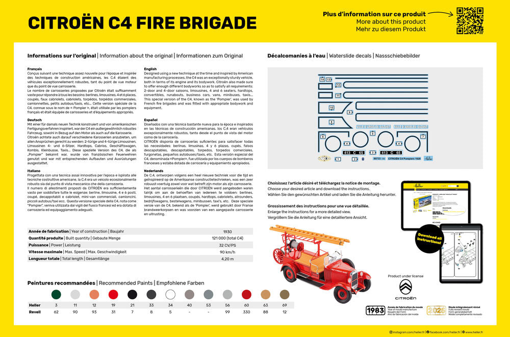 Heller 1/24 Citroen C4 Fire Brigade Model Kit 80733