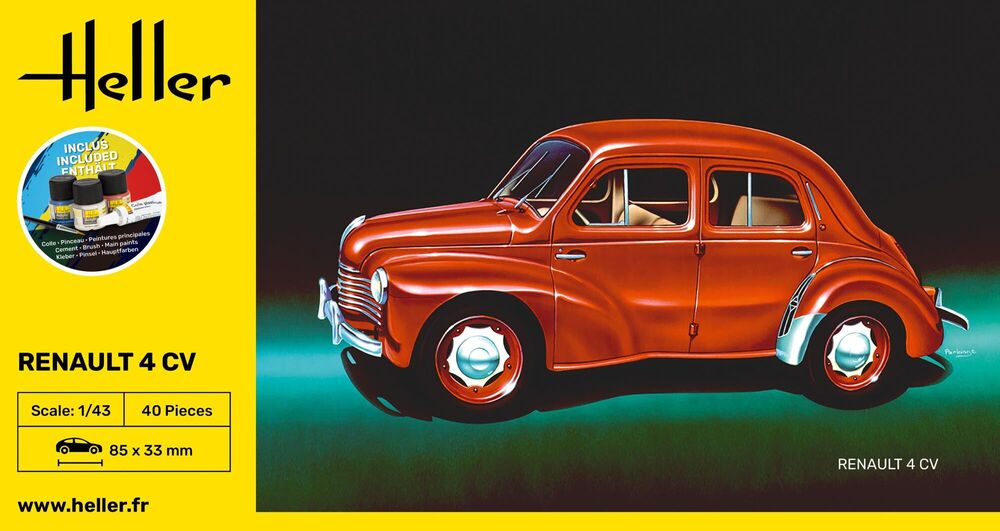 Heller 1/43 Scale Renault 4 CV Gift Set Model Kit 56174
