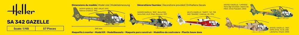 Heller 1/50 SA 342 L Gazelle Military Helicopter Model Kit 80486