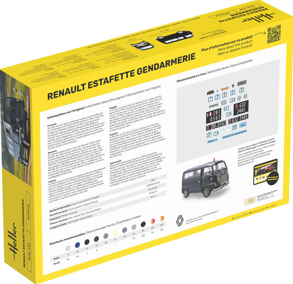 Heller 1/24 Renault Estafette Gendarmerie Gift Set Model Kit 56742