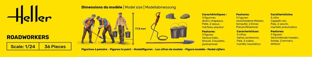 Heller 1/24 Road Workers Figure Model Kit 82754