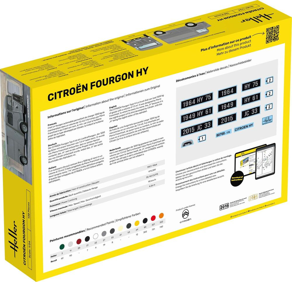 Heller 1/24 Citroen Fourgon HY Starter Kit Model Kit 56768