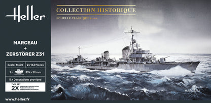 Heller 1/400 Marceau & Zerstörer Z31 Twin Set Model Kit 85009