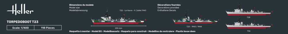 Heller STARTER KIT Torpedoboot T23 1:400