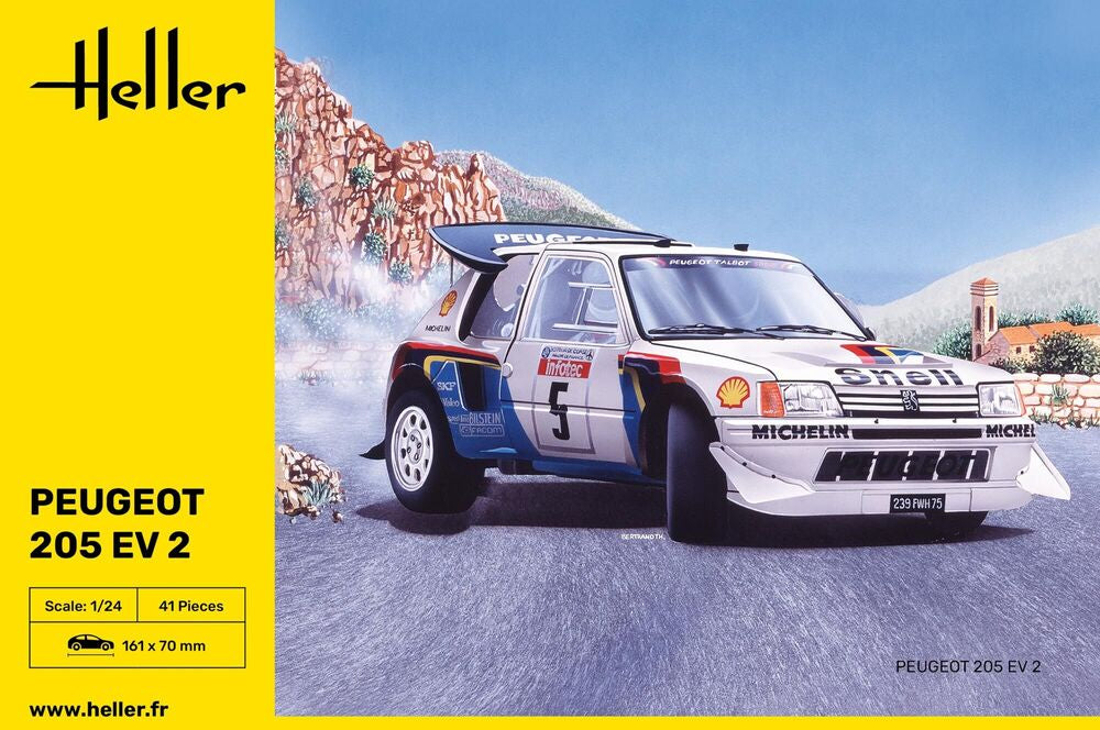 Heller 1/24 Peugeot 205 EV2 Starter Kit Model Car 56716