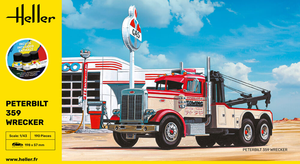 Heller STARTER KIT Peterbilt 359 Wrecker 1:43