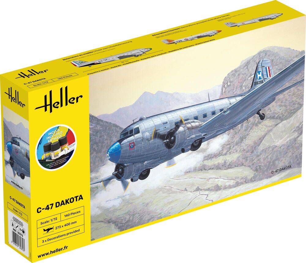 Heller STARTER KIT C-47 Dakota 1:72