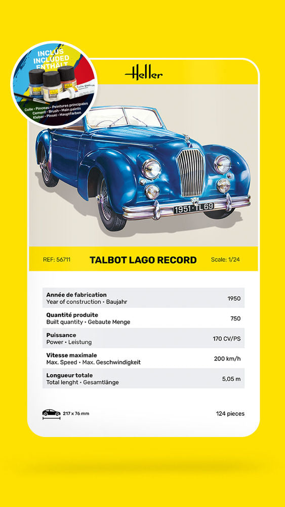 Heller STARTER KIT Talbot Lago Record 1:24