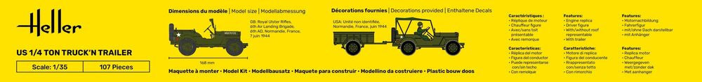 Heller US 1/4 Ton Truck 'n Trailer 1:35