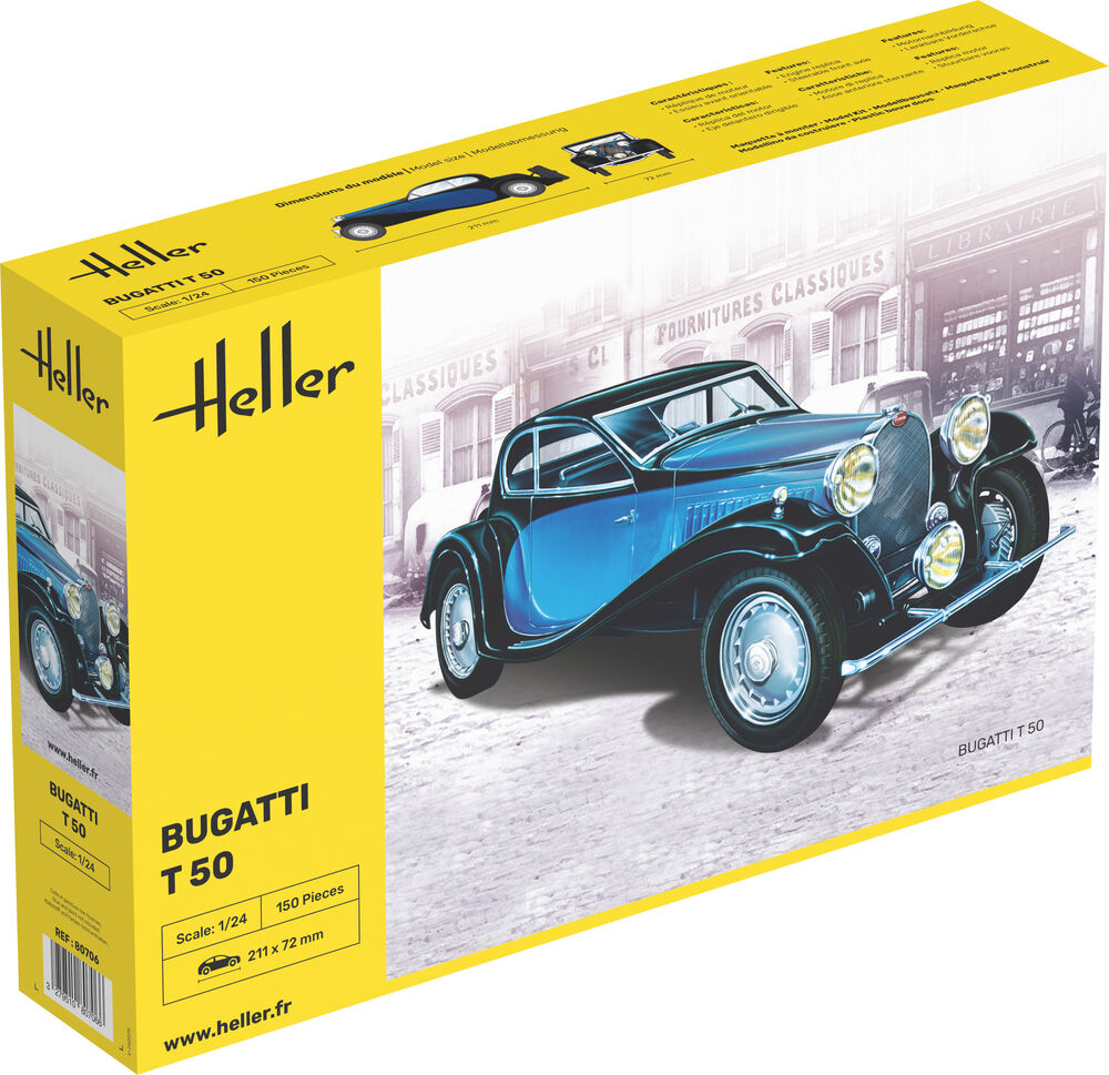 Heller 1/24 Bugatti T.50 Gift Set Model Kit 56706