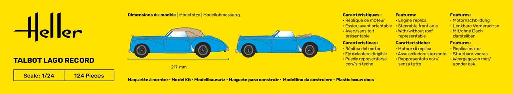 Heller STARTER KIT Talbot Lago Record 1:24