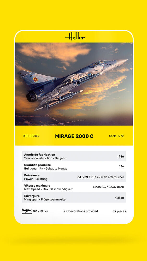 Heller 1/72 Mirage 2000C Jet Fighter Model Kit 80303