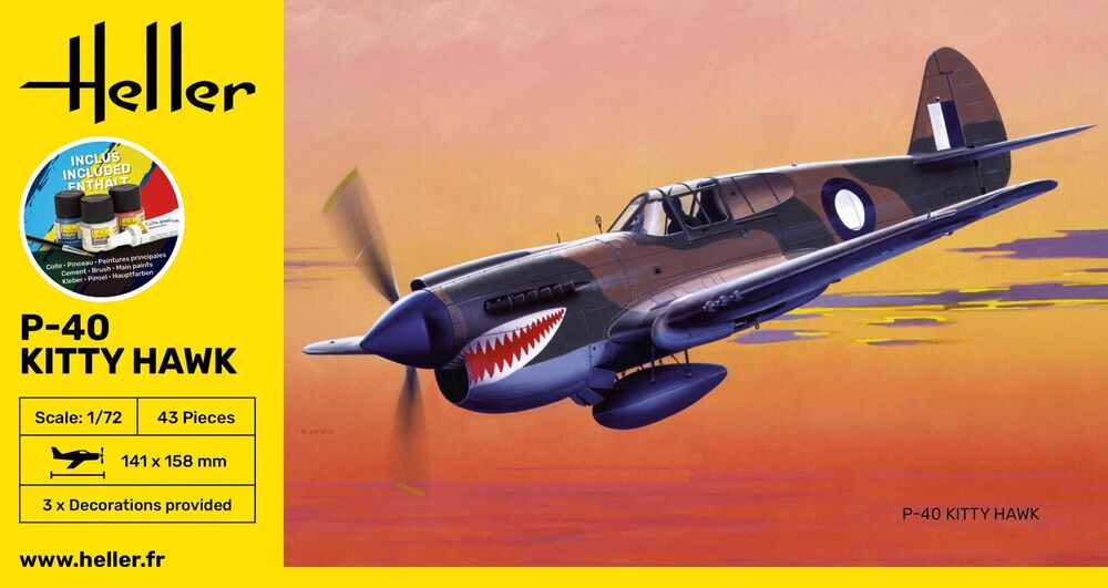 Heller STARTER KIT P-40 Kitty Hawk 1:72