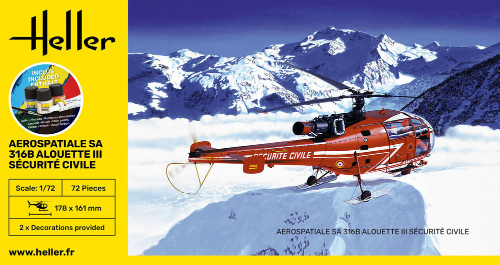 Heller STARTER KIT Alouette III Securite Civile 1:72
